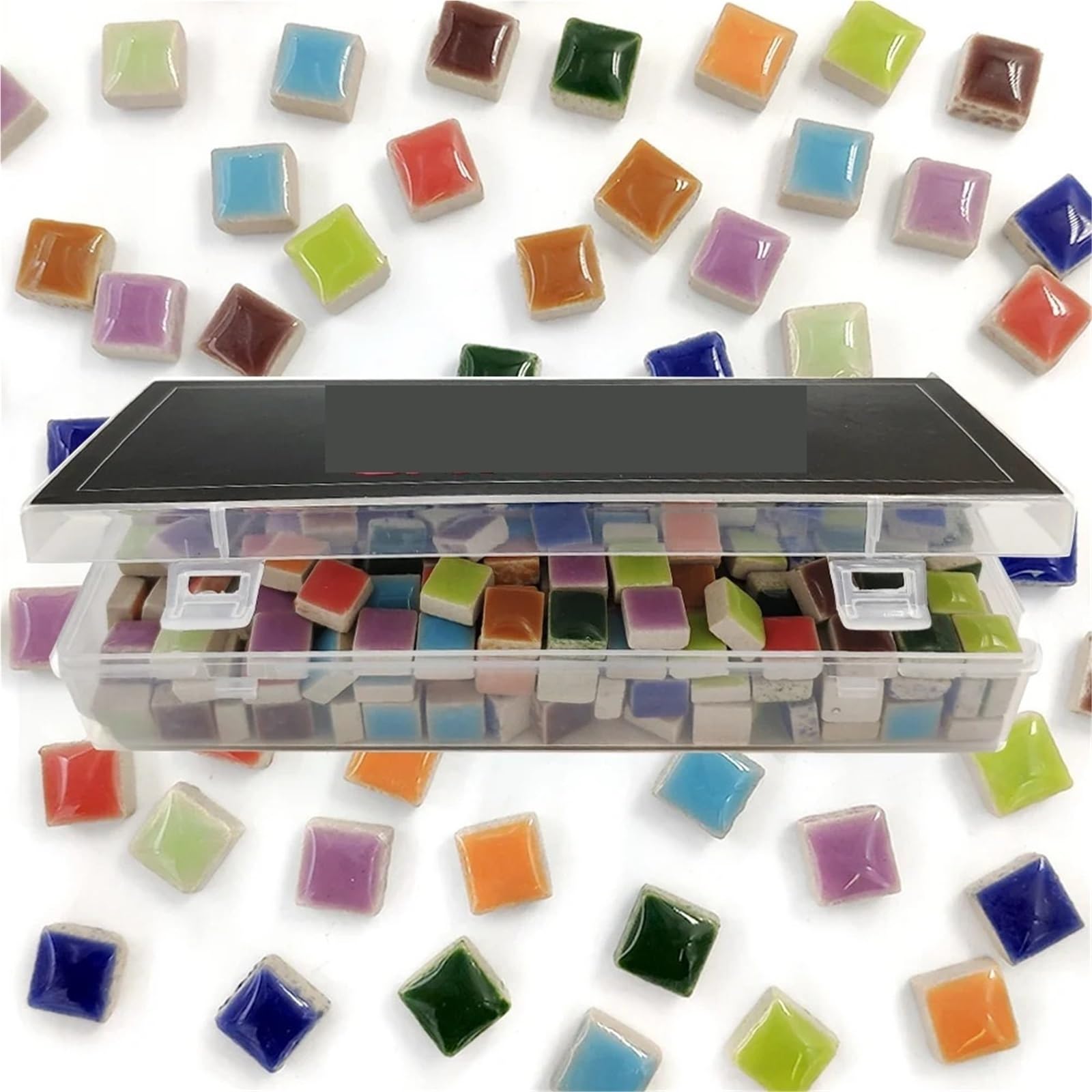 Mini tessere di mosaico in vetro, 100g Multicolor 9x9mm 4mm Thick DIY Glass Mirror Mosaic Tiles(White Transparent)