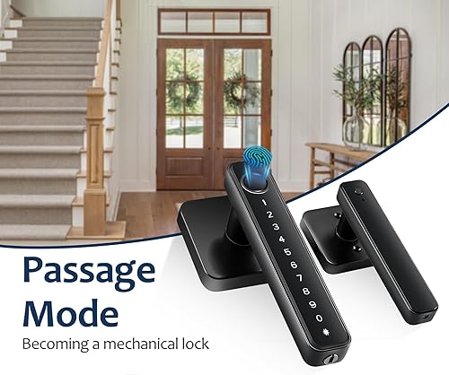 Miniatura 6 de Cerradura Inteligente de Perilla de Puerta con Huella Dactilar 4 en 1 - No Requiere Aplicación, Cerraduras de Puerta para Dormitorios y Oficinas,