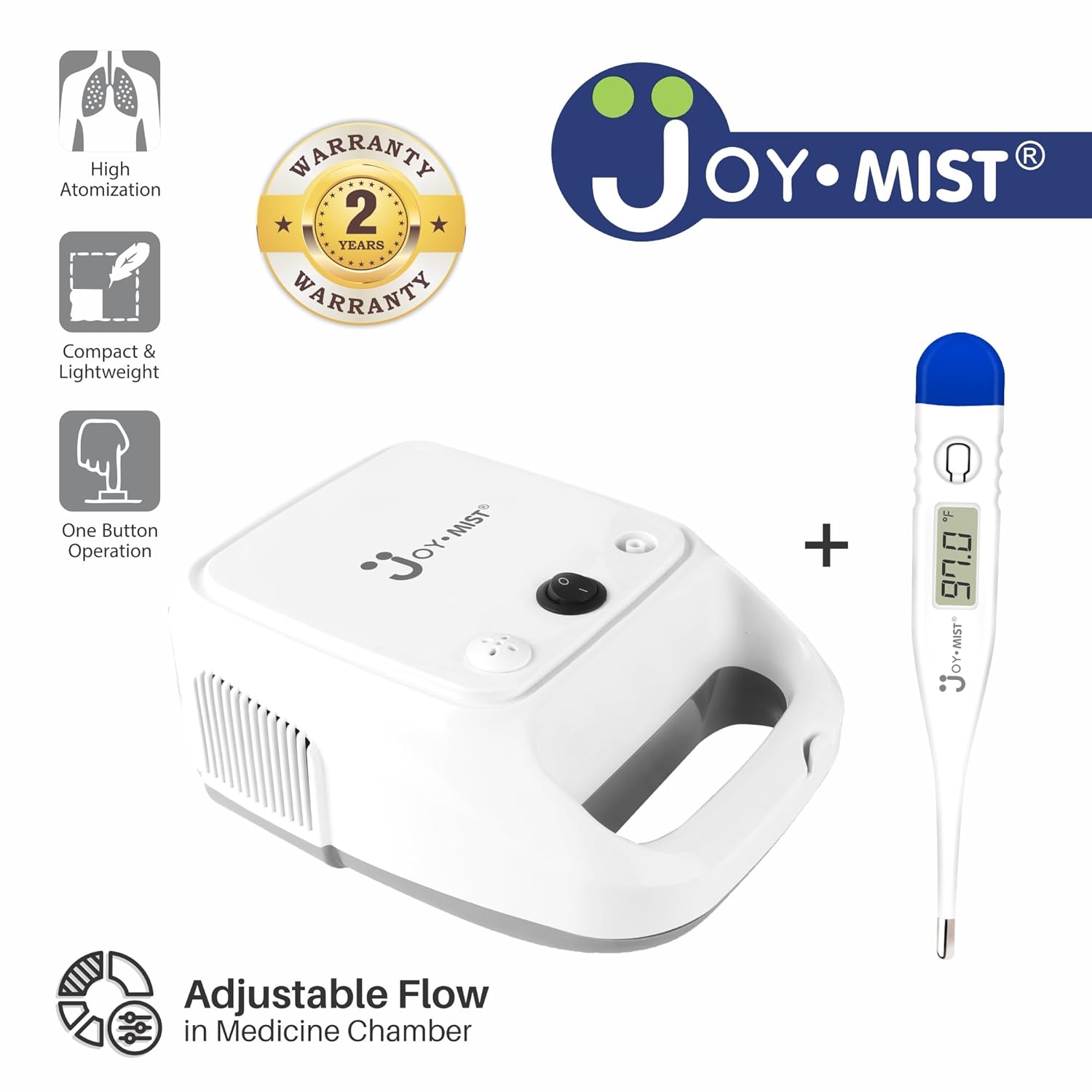 JOYMIST Advance Nebulizer Compressor With Thermomter 360° Degree Nebulization Kit For Child and Adults