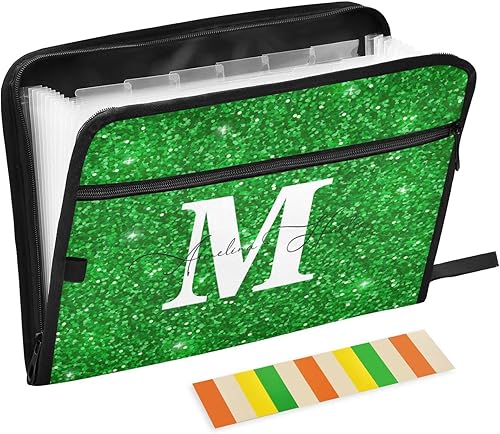 Vista 13 de Kcldeci Carpetas de archivos A4 personalizadas con purpurina rosa coral, carpetas organizadoras de archivos de acordeón personalizadas