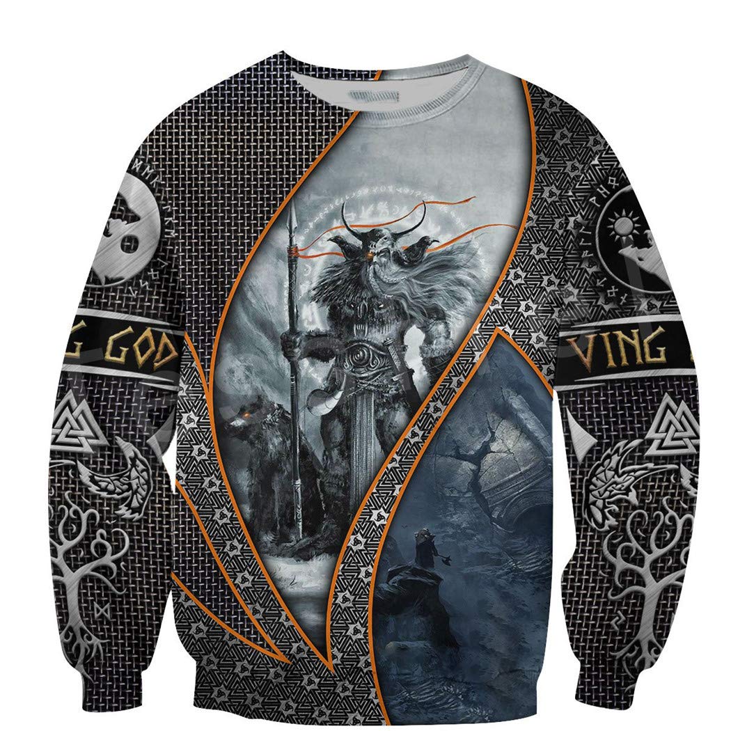 Sweat à manches longues viking imprimé 3D avec fermeture éclair robuste - 5