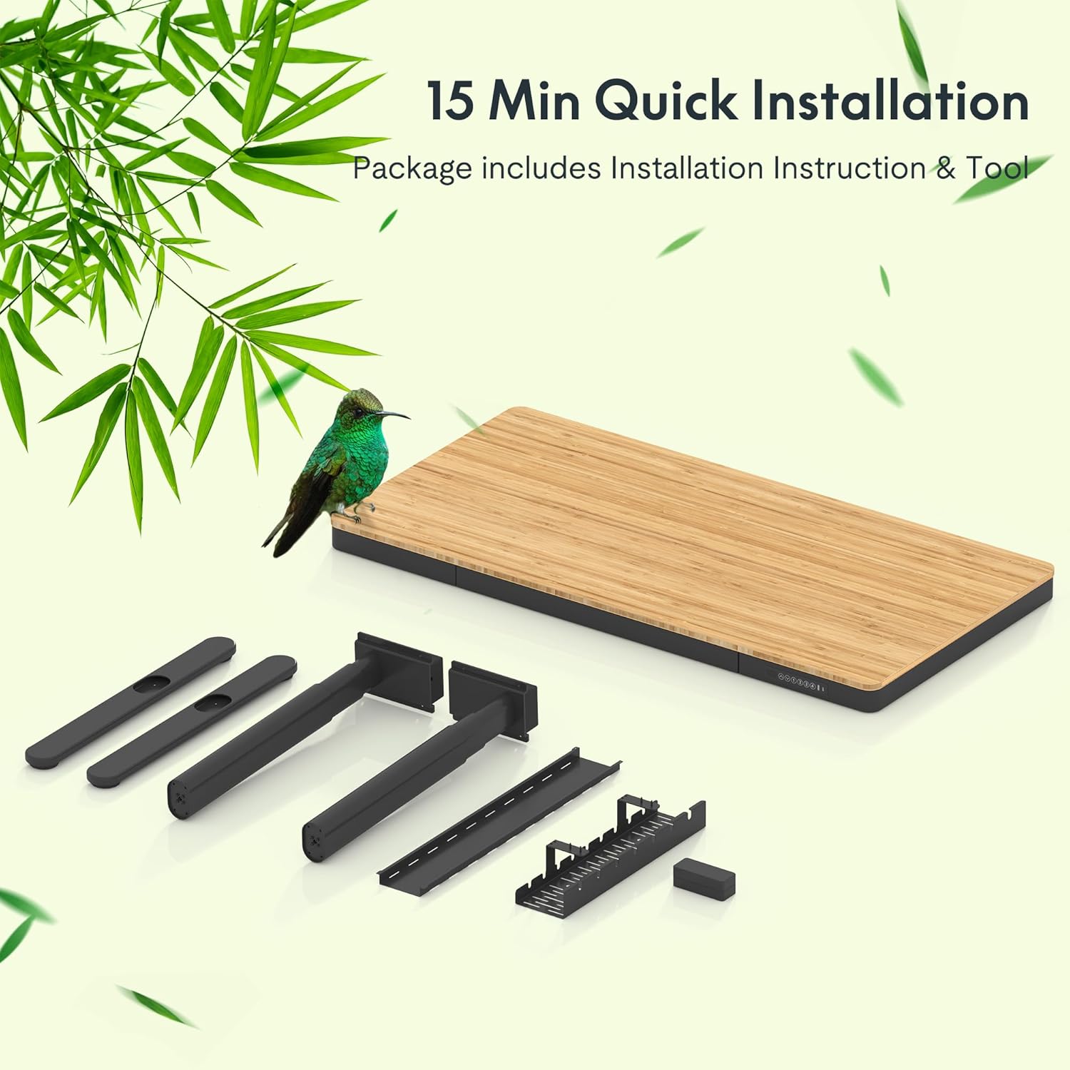 ระเบิด view of desk components for quick installation