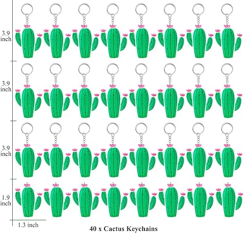 Miniatura 2 de Paquete de 40 llaveros de cactus para fiesta de Acción de Gracias, cumpleaños, bodas, bolsas de regalos, relleno de calcetines