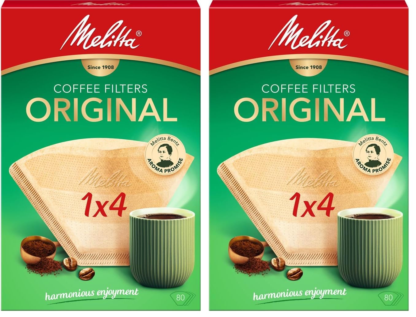 Melitta 13316152 Pack Original Size 1x4, 80, Filter Coffee Makers, Brown, Paper