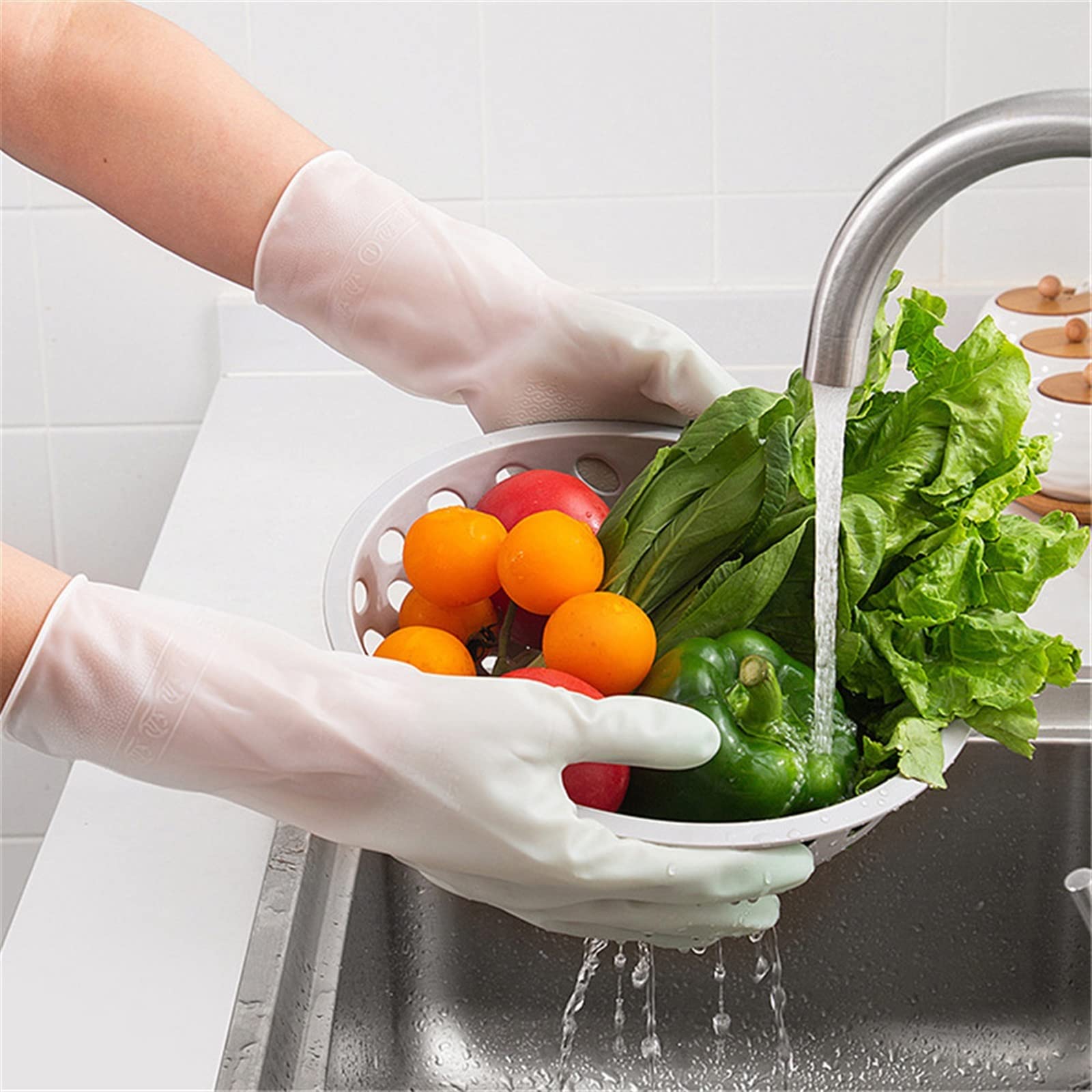 Guantes domésticos de lavado de caucho impermeable Cleaning Gloves, Washing Dishes, Cleaning Gloves, Scrubbers, Dishwashing Sponges, Rubber Gloves, Cleaning Tools(Green)