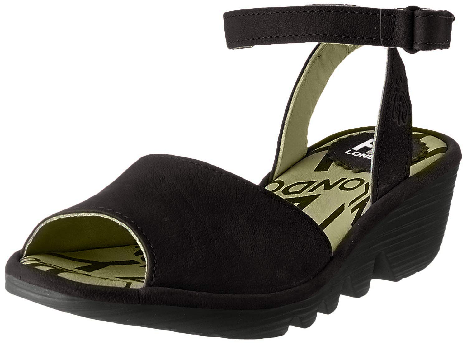 Fly London Women's Ankle Strap Sandals, Black Black 000, 7