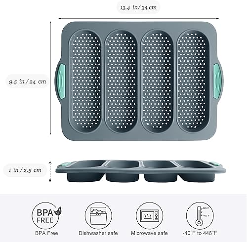 Vista 29 de Molde para pan de hamburguesas, antiadherente de silicona de grado alimenticio, molde perforado de 8 cavidades para panecillos de pan caseros