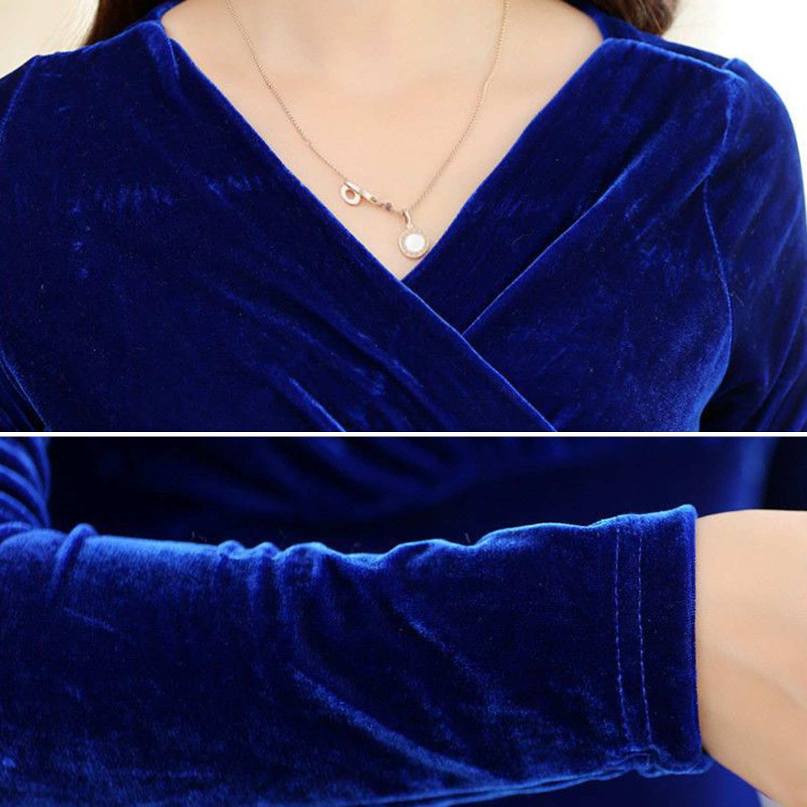 Robe longue en velours pour femme, col en V, longueur cheville, robe de soirée élégante pour mariage, cocktail, fête formelle, usage quotidien