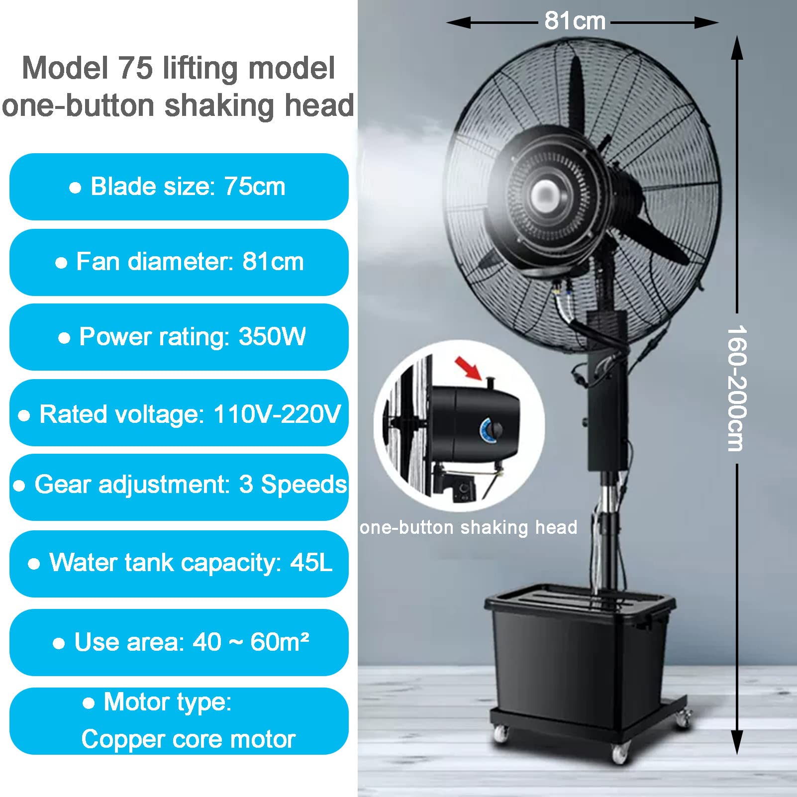 Amazon.com: Portable Misting Oscillating Fan, Industrial