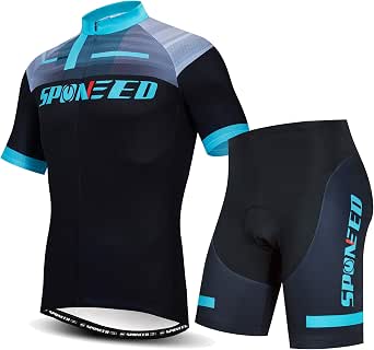 Sponeed Cycling Jersey Short Sleeve for Men - Road Bicycle Shorts with Padded Outfit