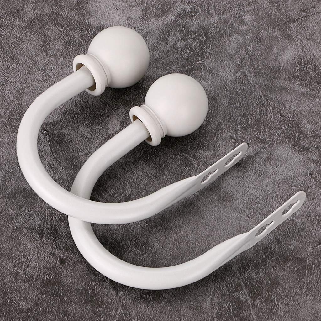 Sumnacon Set of 2 Metal Decorative Curtain Holdbacks, Wall Mounted Window Drapery Tiebacks for Bedroom, Livingroom, Office Come with Screws, White: Furniture & Decor