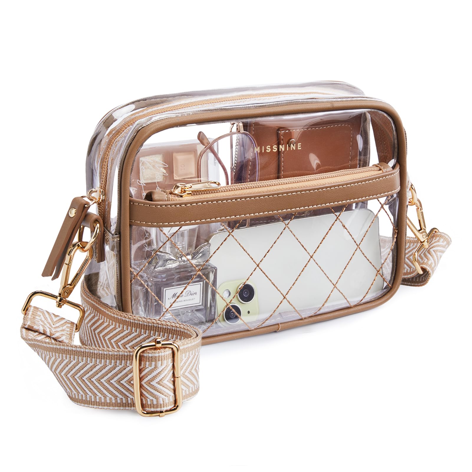 Missnine Quilted Clear Purse for Women