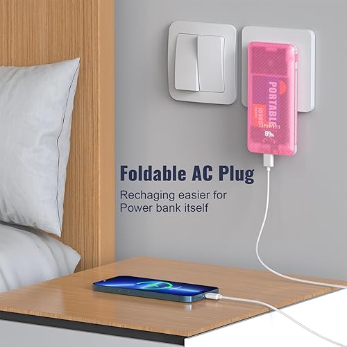 Miniatura 6 de LIPSWEET Banco de energía portátil, cargador portátil ultra delgado de 10000 mAh, 20 W USB C de carga rápida batería externa con enchufe de CA
