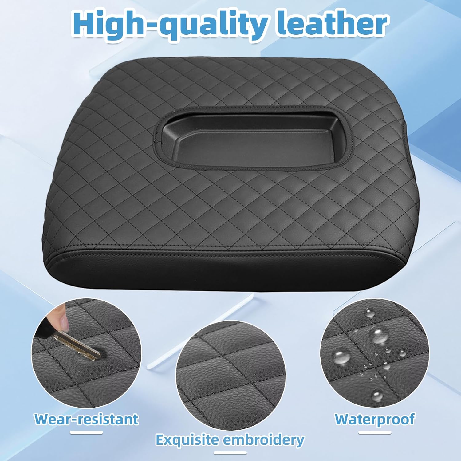 Center Console Armrest Cover Compatible with Chevy Chevrolet Silverado & GMC Sierra 1500 2500 3500 HD 2019 2020 2021 2022 2023 2024 2025 Protector Interior Accessories(for Jump Seat Console)
