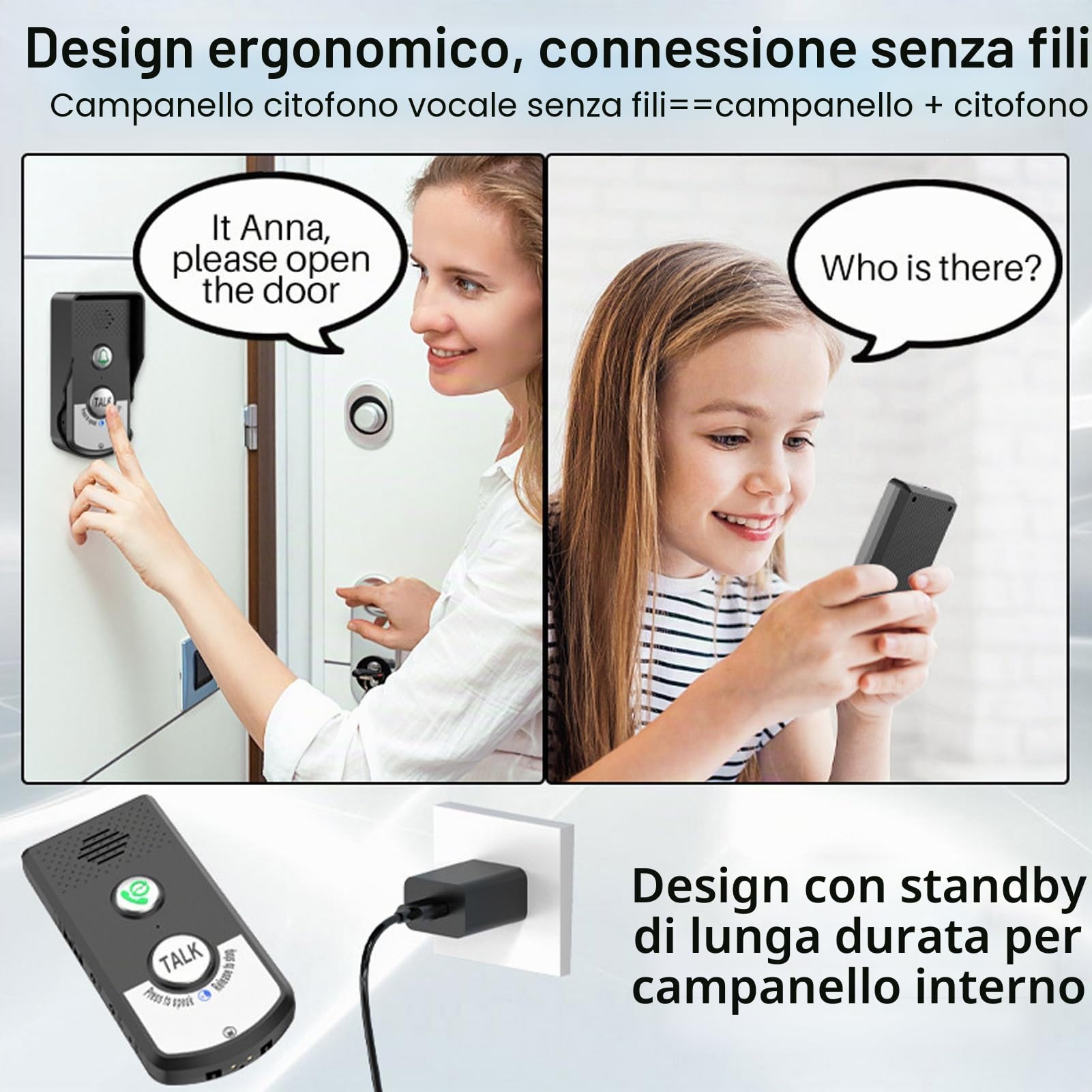 Citofono Vocale Impermeabile Campanello 1000m Campanello Bidirezionale Chiamata Citofono Senza Fili Da Esterno Campanello Kit Citofono Campanello per Casa