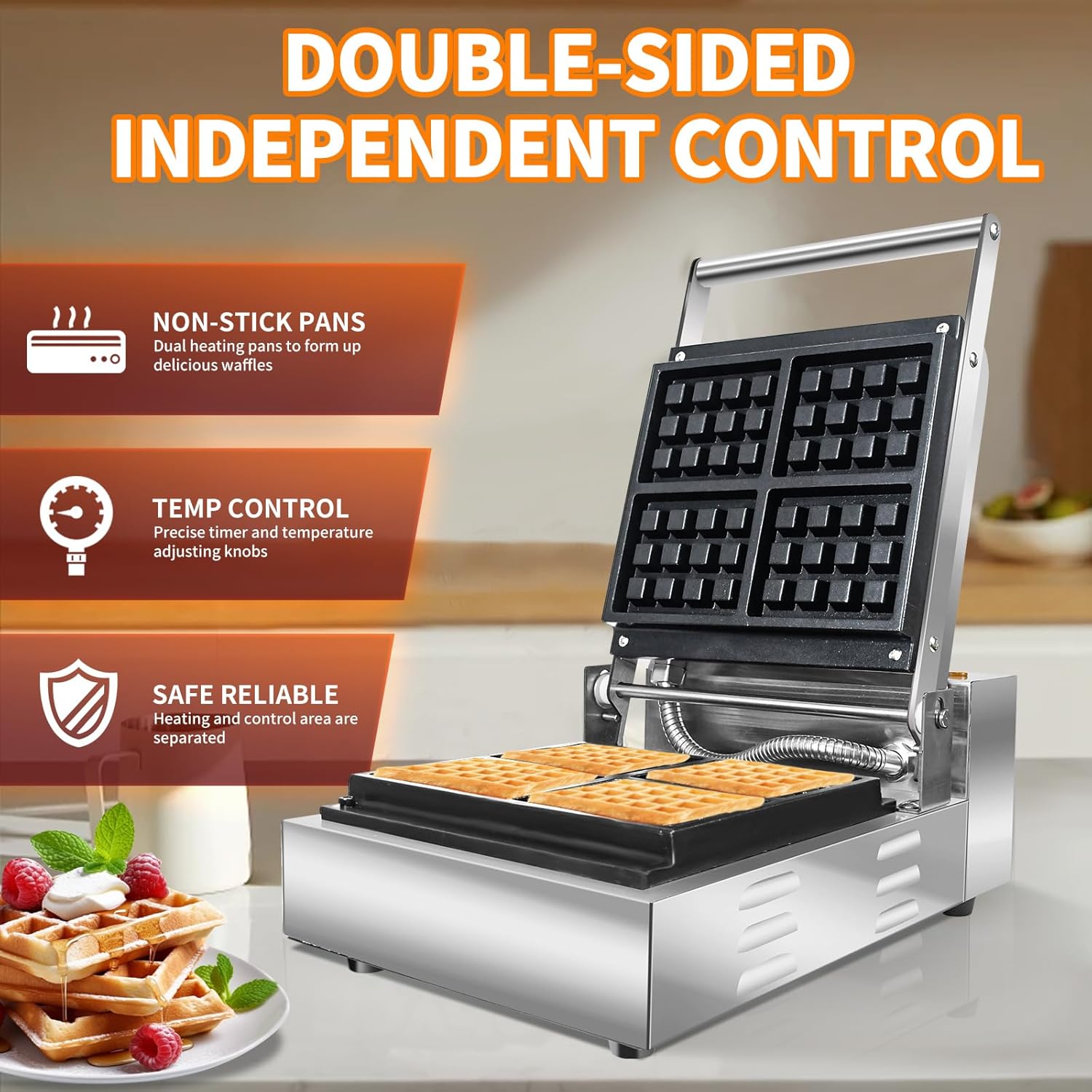 Double-Sided Commercial Waffle Maker