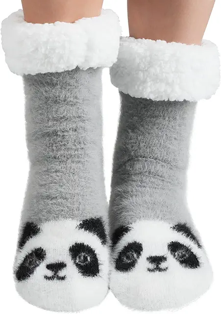 Chausson Chaussette Femme Antidérapant à Motif Animal - Chaussettes Chaudes Polaire