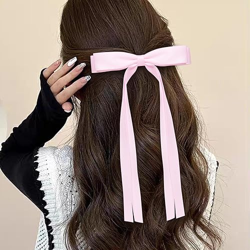 Miniatura 2 de 4 pinzas para el pelo con lazo para mujeres y niñas, accesorios para el cabello con borlas de cola larga, pasadores de pelo sólidos, regalos de