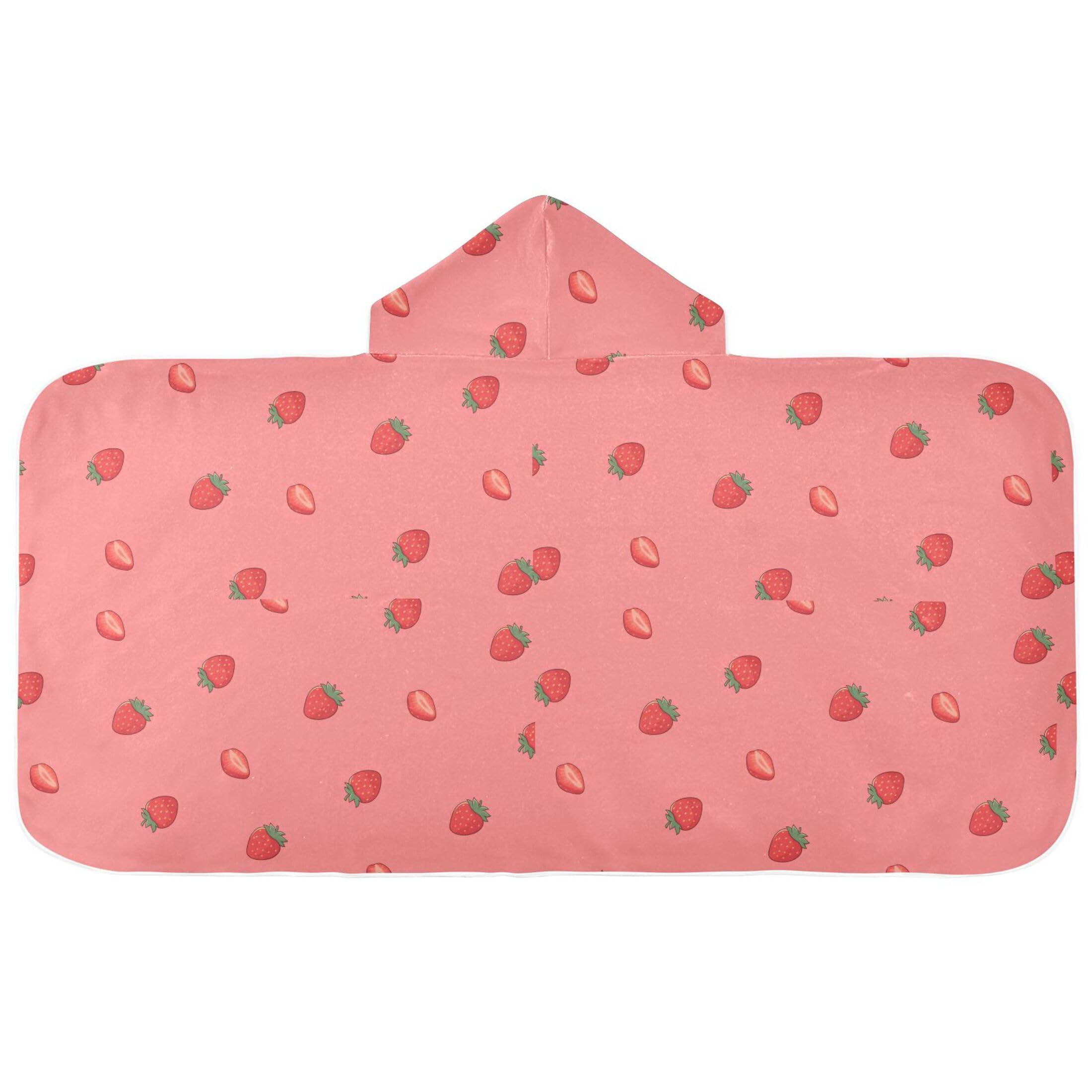 Fuauuyl Strawberry Red Hooded Baby Bath Towel Soft & Breathable Towel for Newborns Infants Toddlers, Nursery Essential