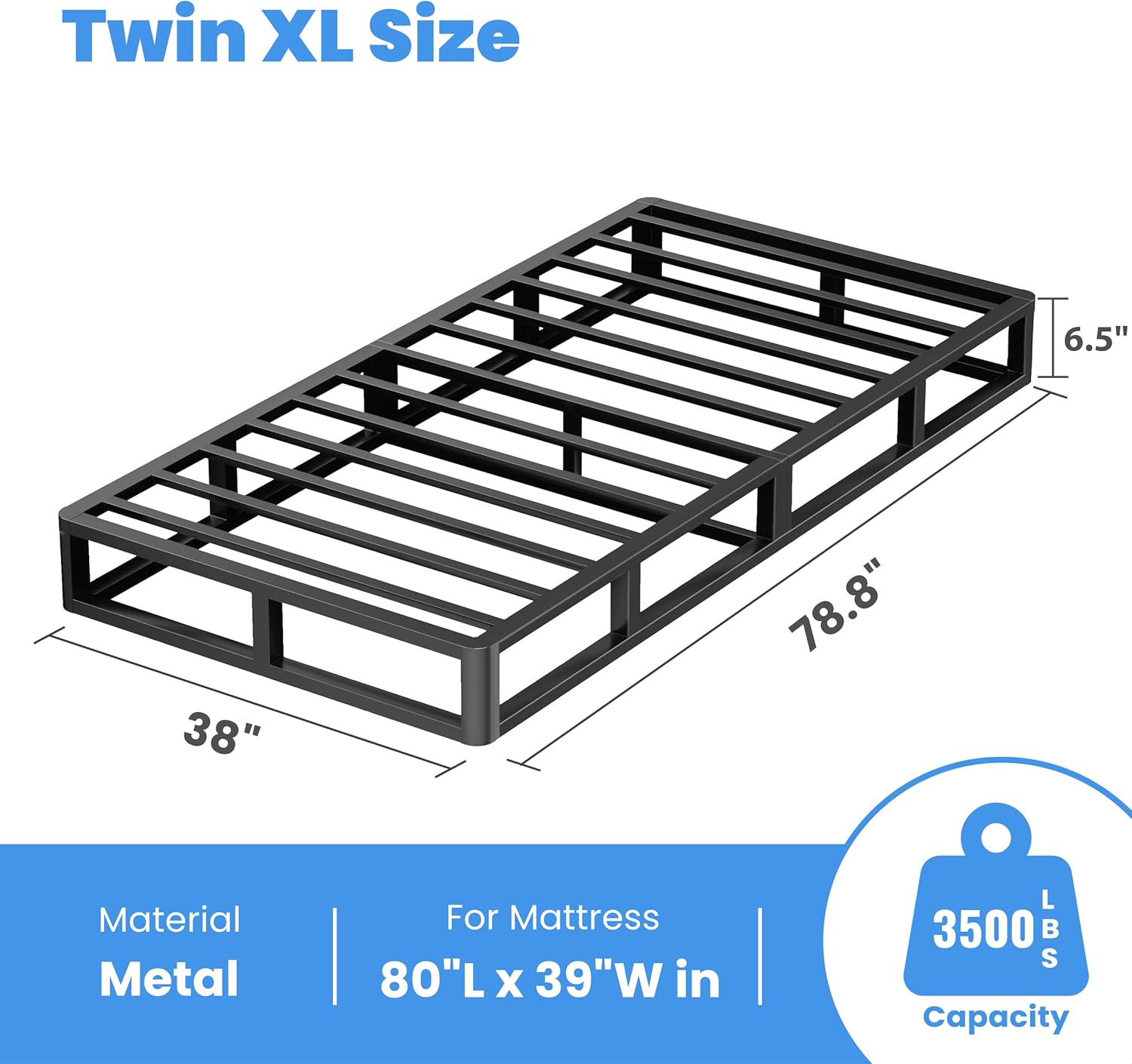 ROIL 7 Inch Twin XL Box Spring, Heavy Duty Metal Bed Base Mattress Foundation with Fabric Cover, 3500lbs Max Weight Capacity, Easy Assembly, Noise Free, Non-Slip