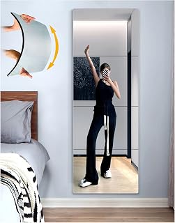 Unbreakable Full Length Mirror Wall Tiles,Shatterproof Plexiglass Full Body Mirror,Extra Thick1/8",12"x12"x4Pcs,Closet Mirrors for Bedroom,Gym Mirrors for Home Gym,Peel and Stick Mirrors For Wall