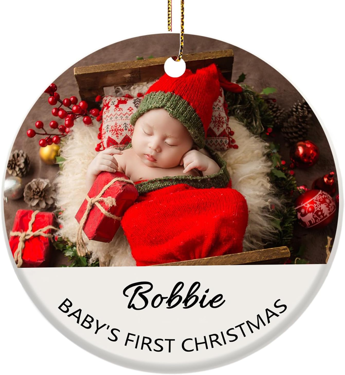 Boule de Noel Personnalisée avec Photo, 2024 Premier Boules de Noël de 