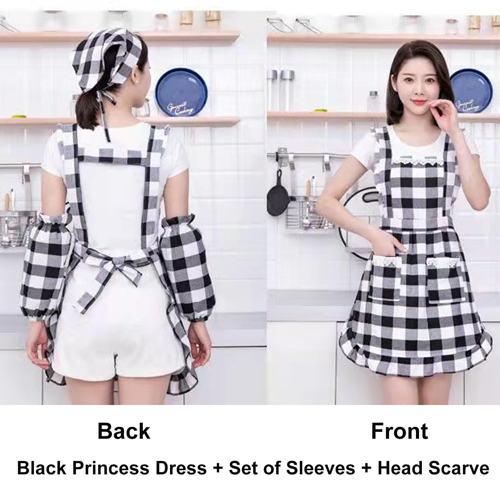Adjustable Bib Apron with 2 Pockets Cooking Kitchen Accessories Chef Aprons for Women Men Cleaning Catering Chef Kitchen Aprons Unisex Pinafore - Image 2