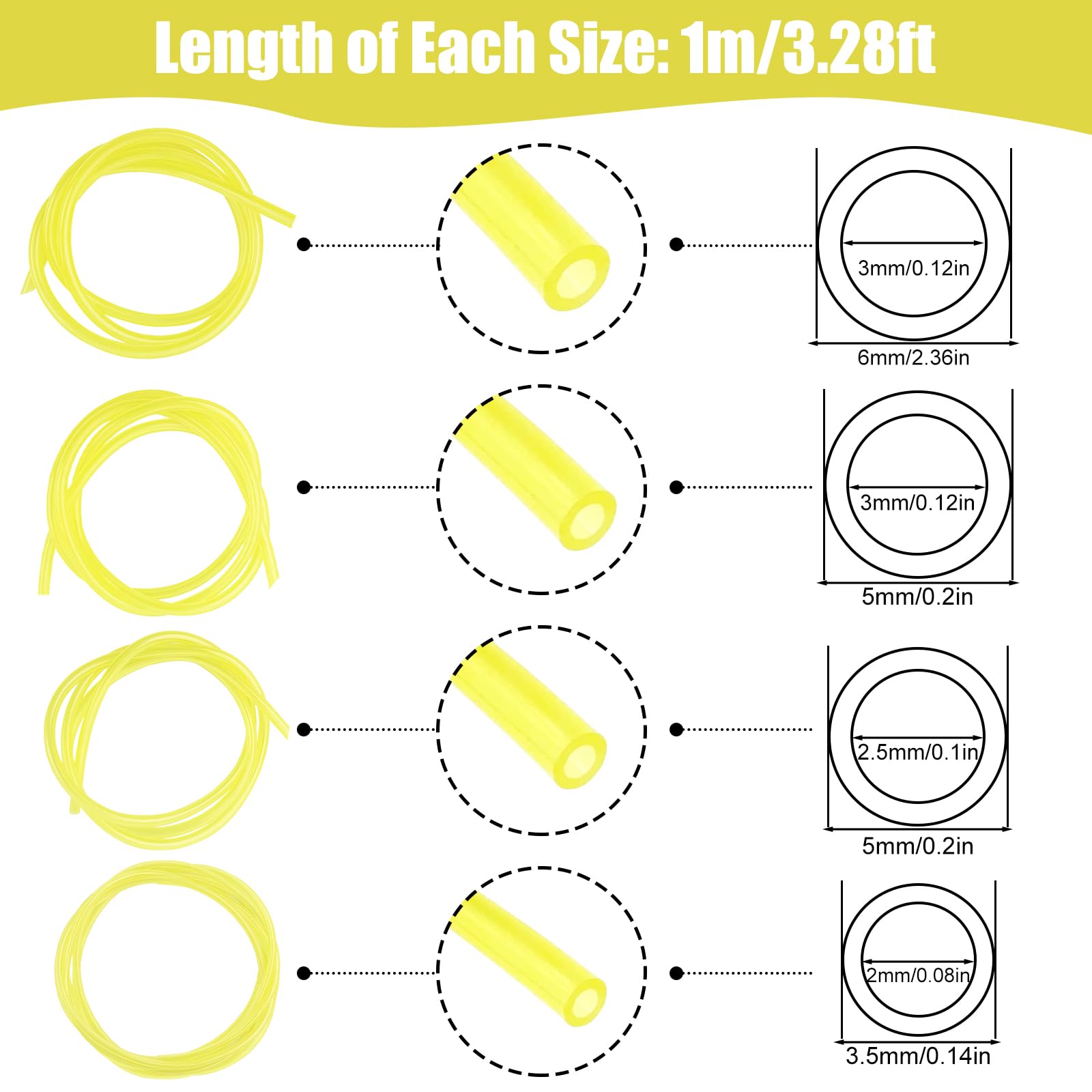 12 pcs Strimmer Fuel Pipe Kit, Universal Fuel Hose Pipe Set 1 m Petrol Strimmer Fuel Pipe, Fuel Line Hoses with Primer Bulb, Primer Pump, Tank Seal Grommet, Fuel Filter, Oil Filter for Lawnmowers - Image 3