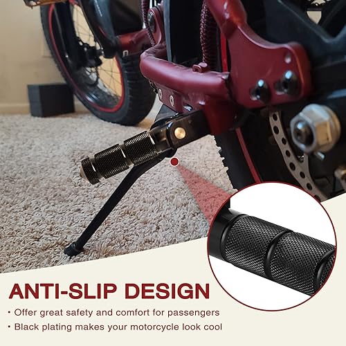 Miniatura 5 de Estriberas de motocicleta de 0.315 in: estriberas plegables M8 Pedal de pie de pasajero CNC de 90 grados universal para bicicleta motocicleta