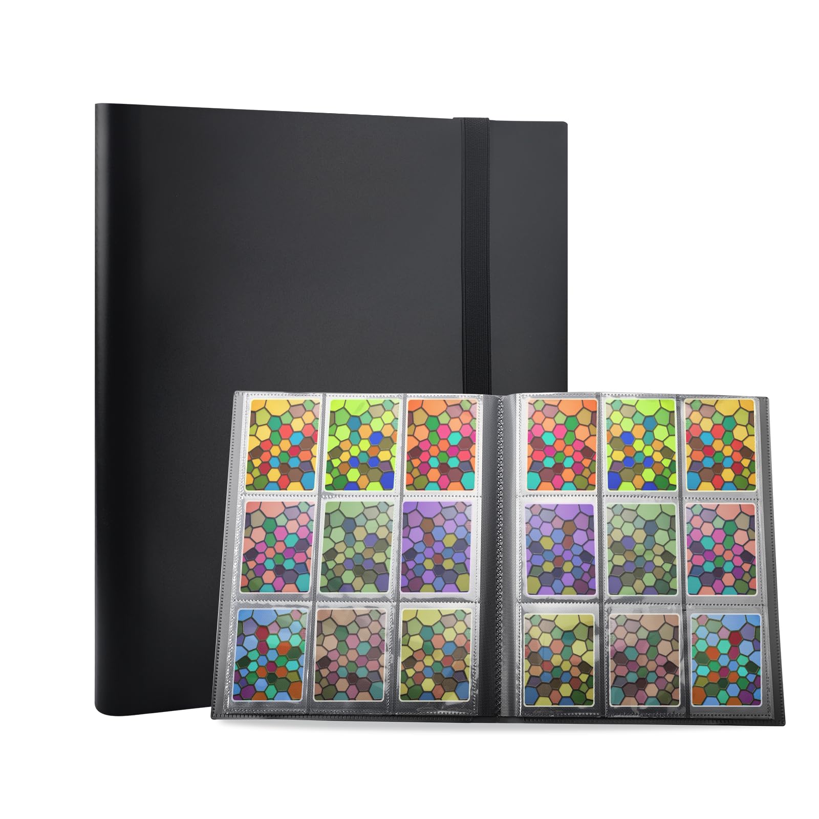 Windfromort Black Trading Card Album - Collector's Book Trading Cards 360 Pockets Large Trading Cards Album A4 Pockets Transparent Trading Cards Folder Card Collection Scrapbook (Black)