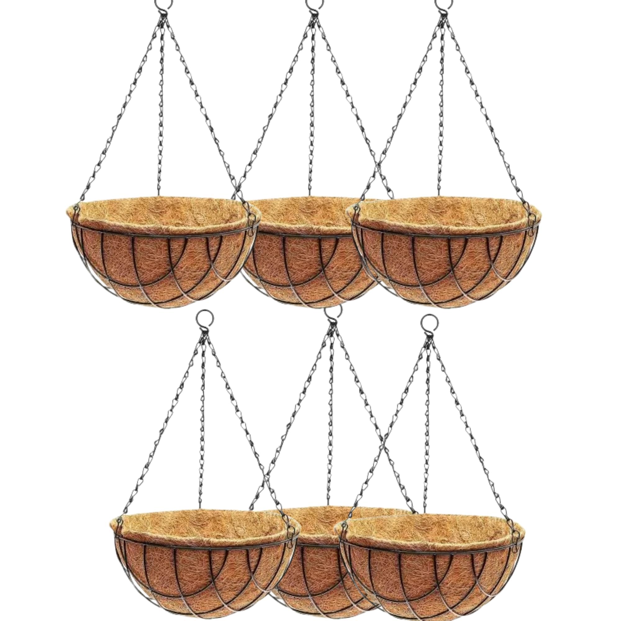MUDDSTYLES Coco Coir 8 Inches Plant Container Wall Hanging Basket with Chain and Hook Indoor Outdoor Wall Hanging Gardning Planter Set (Pack of 6) (B0CD49V369) Amazon Price History, Amazon Price Tracker