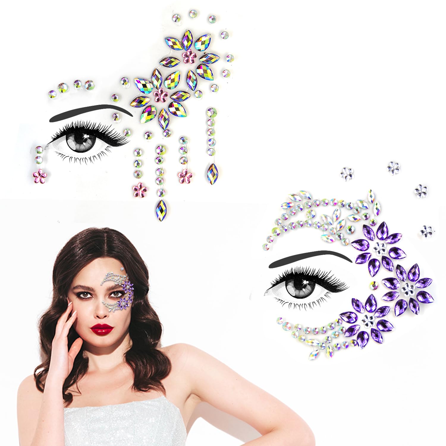ALLY-MAGIC Face Gems Glitter, Festival Face Stickers Face Jewels for ...