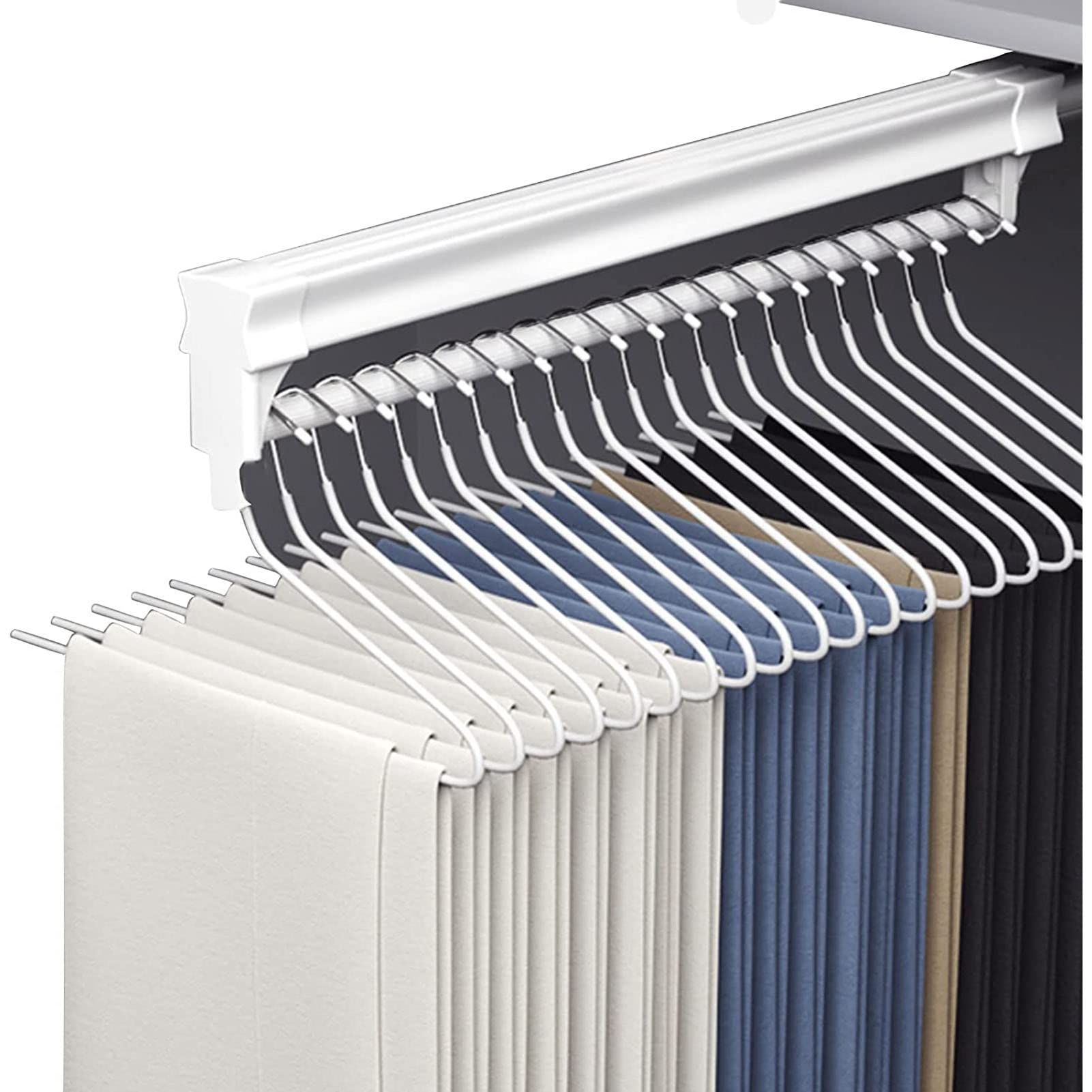 Closet Clothes Hanger Rail, Extendable Pull-Out Pants Rack Adjustable Closet Rod 26-61cm, Heavy Duty Wardrobe Clothing Rail, Closet Organizer Rack for Pants (Size : 36cm/14.1in)