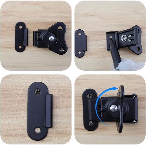 Vista 4 de MY MIRONEY Paquete de 4 cierres de mariposa con resorte negro y cierre de metal con tornillos para caja de vuelo, 1.97 x 1.5 pulgadas