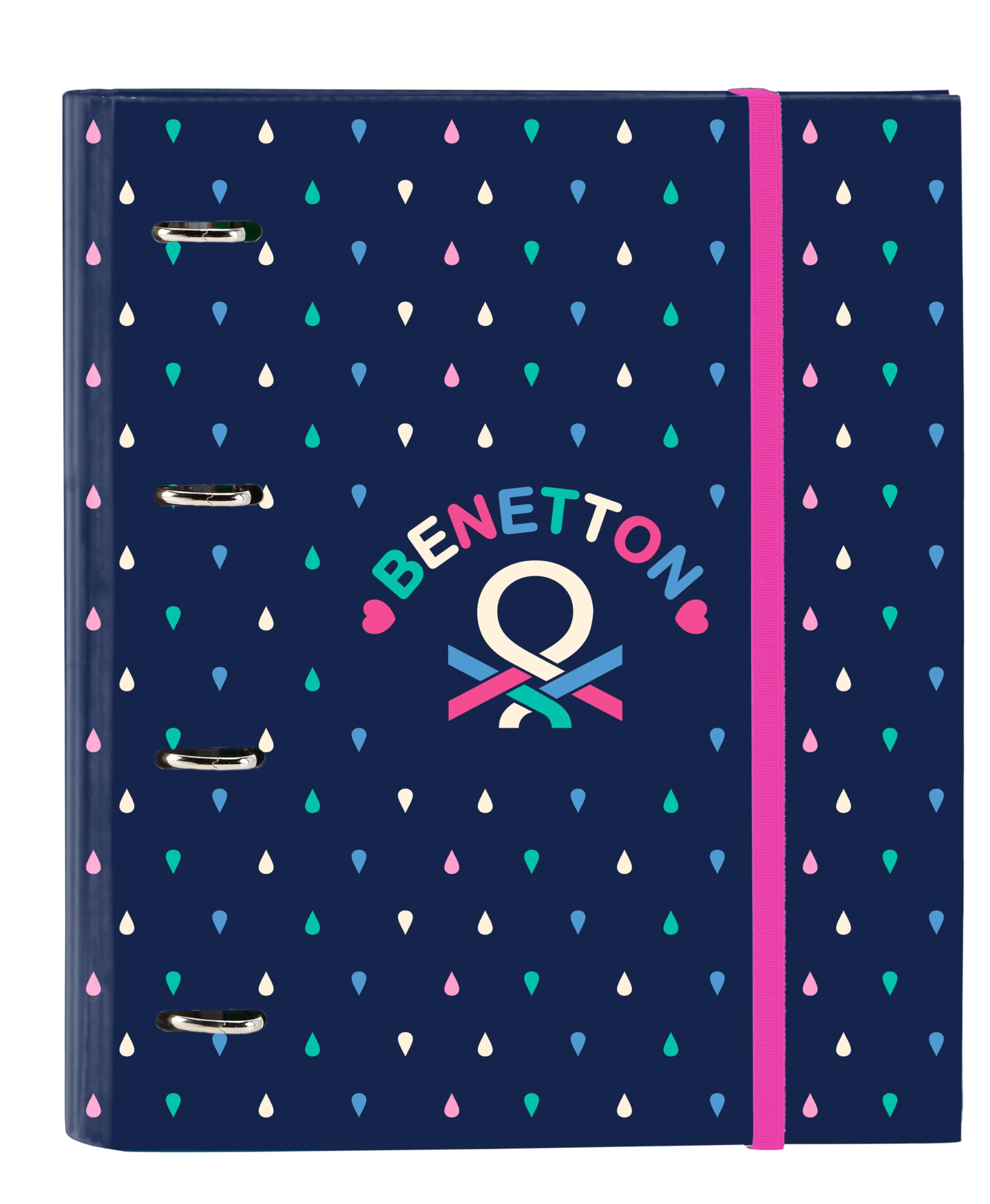 Safta BENETTON DROP - Carpeta 4 Anillas de 35 cm con 100 Hojas A4, Ideal para Niños de Diferentes Edades, Cómoda y Versátil, Calidad y Resistencia, 27x3.5x32 cm
