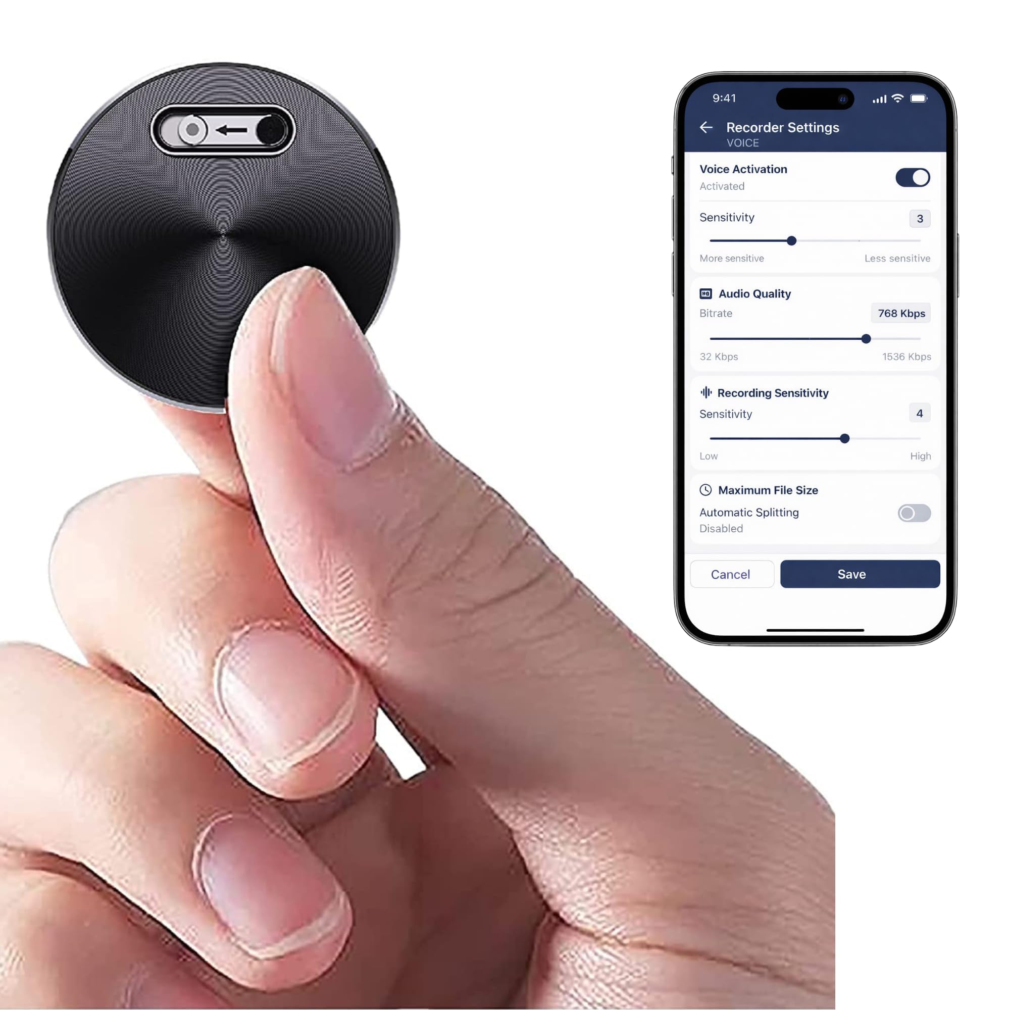 CleverTalk Q37 Grabadora de Voz con IA | Activada por Voz | App Móvil, Mac, Windows y Web | Cloud Europea GDPR | 64GB | Audio HD 1536kbps | USB-C