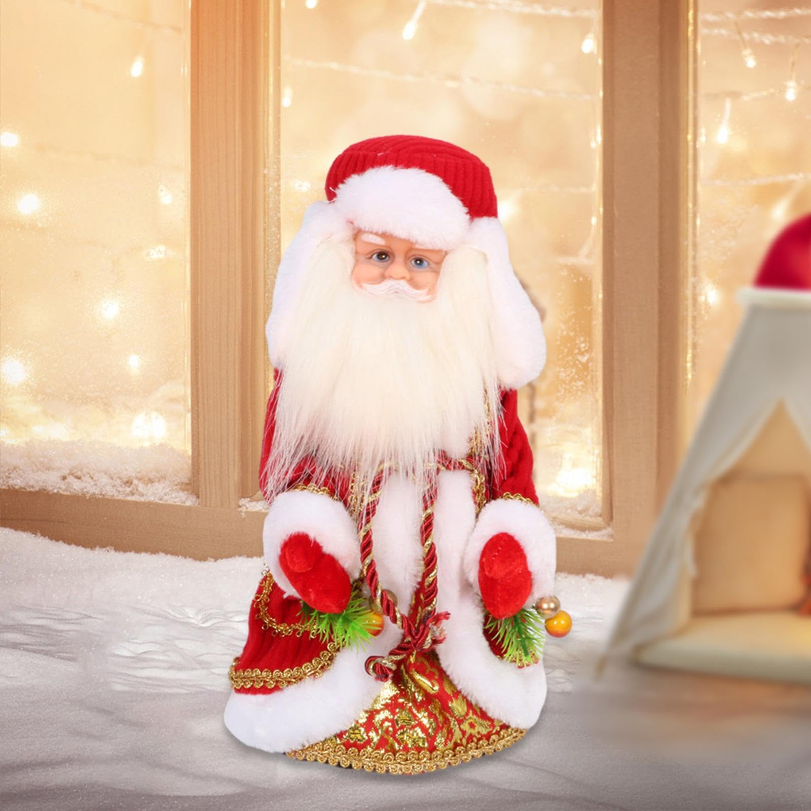 MERIGLARE Peluche de Papá Noel, Juguete Navideño Eléctrico de Papá Noel de 30 Cm, Decoración de Invierno, Adornos de Mesa, Muñecos Navideños Divertidos, Rojo, Individual