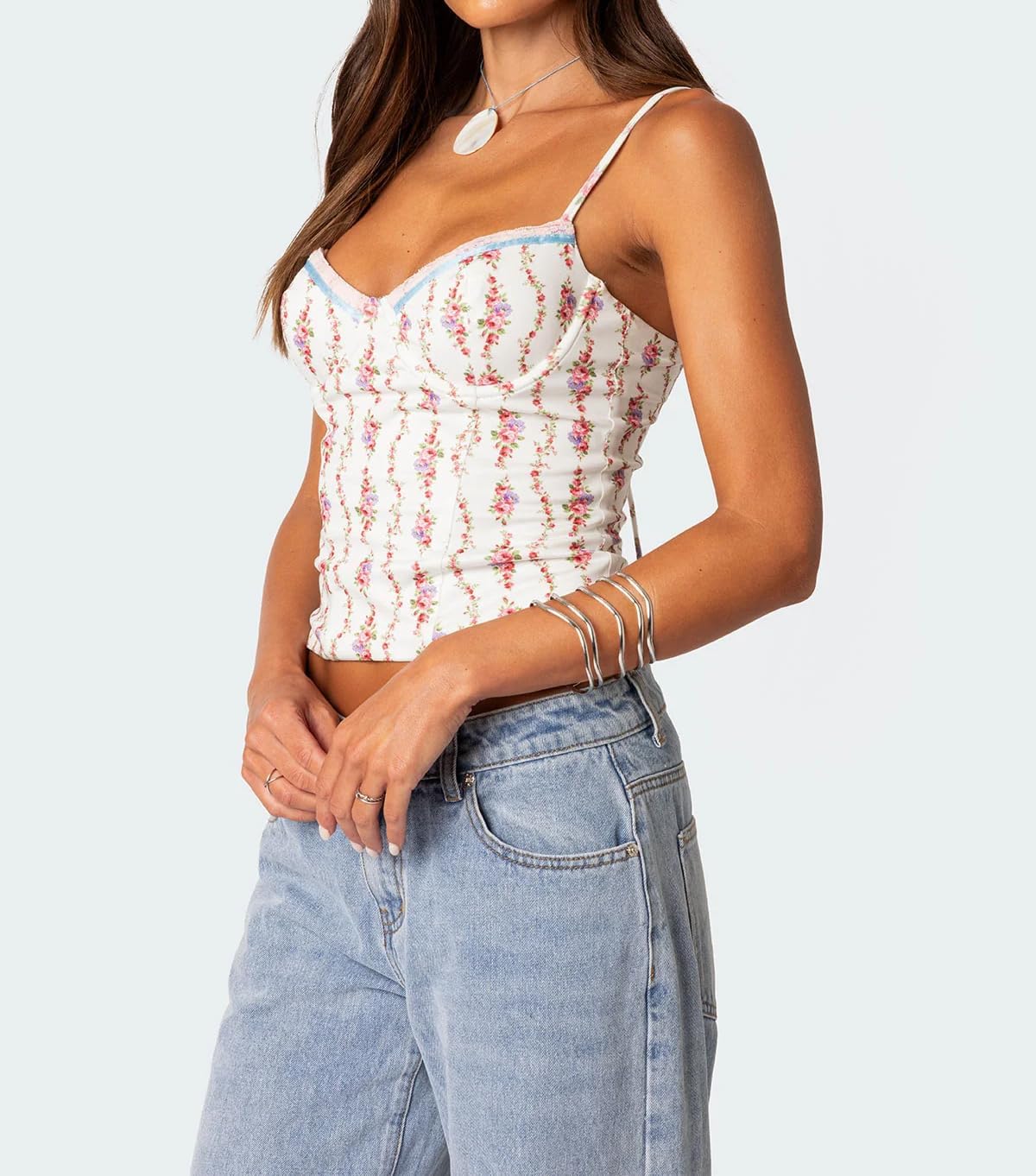 Women Teens Cute Babydoll Tops Y2k Floral Lace Trim Camisole Ruffle Tank Top Summer Flowy Peplum Top Streetwear - Image 2