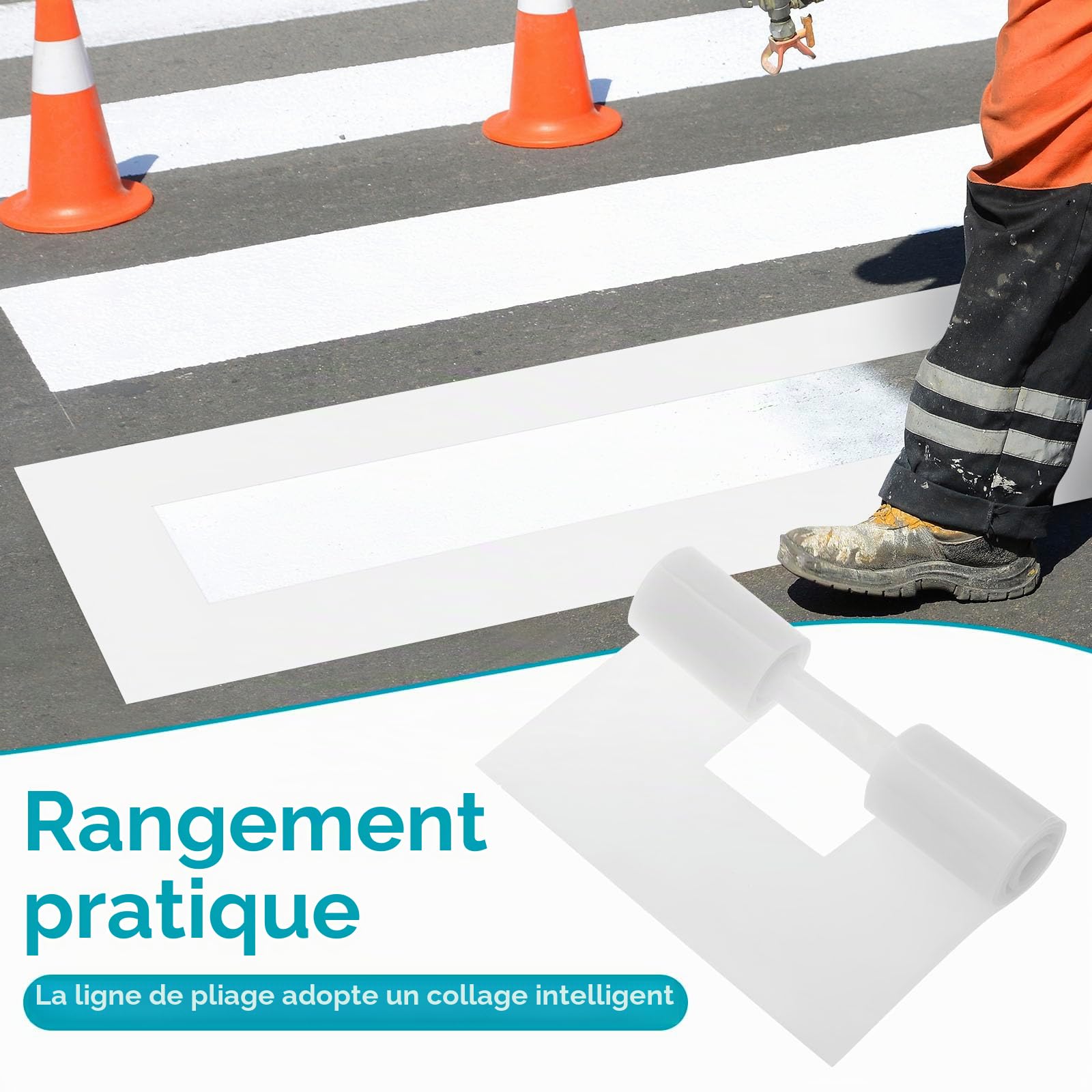 Pochoirs de ligne de stationnement en silicone pliable lignes de stationnement pochoirs réutilisables, faciles à nettoyer, portables, pour marqueurs routiers, terrains de sport, entrepôts, terrains