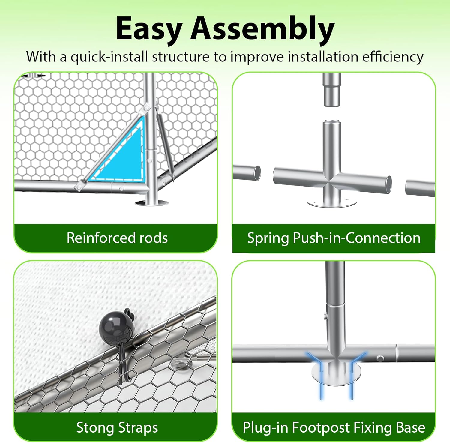 20x10x6.5 FT Large Metal Chicken Coop, Functional Split Door Chicken Coop Run with Cover & Hardware Cloth,Heavy Duty Chicken Pen with Aluminum Frame, Easy Setup Animal Run for Hen, Duck, Goat