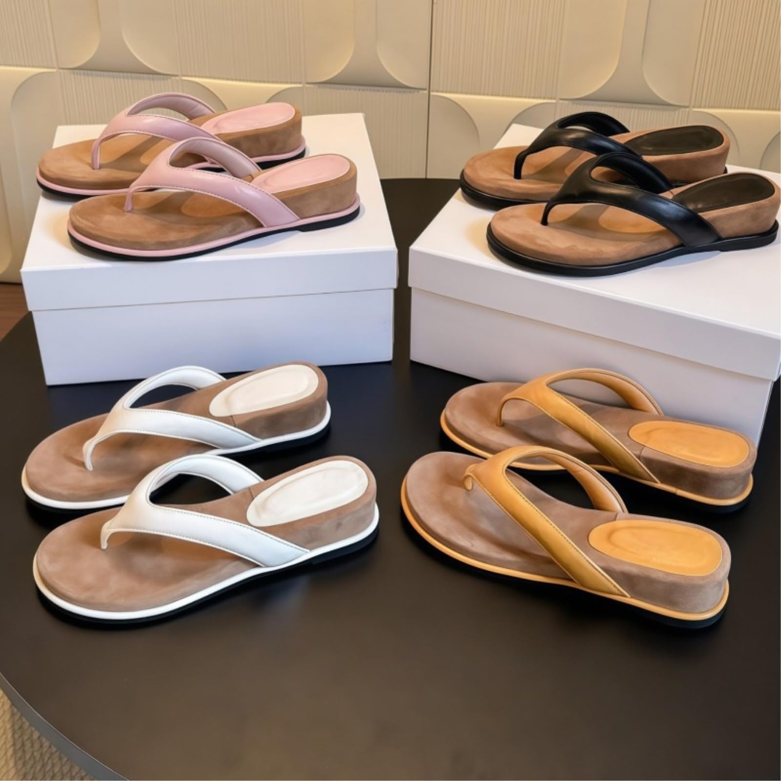 Chanclas Sandalias De Cuña Gamuza Las Mujeres con Soporte Arco, Plantilla Contornada Casuales, Zapatos Playa Antideslizantes Para-pink-36