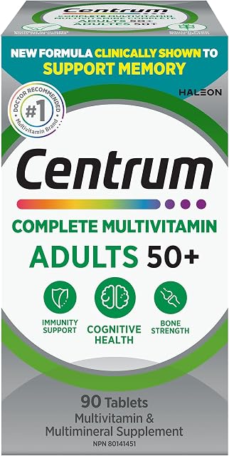 Centrum Adults 50 Plus, Complete Formula, Multivitamins/Minerals Supplement with Clinically Shown Memory and Cognitive Health Support, 90 Tablets