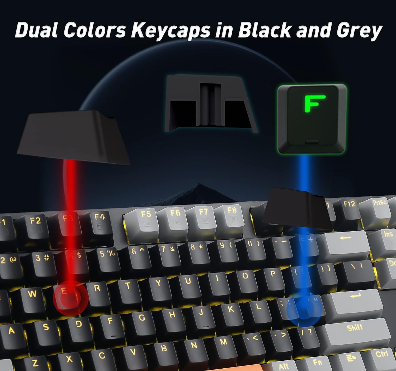 E-YOOSO Z-14 Keyboard showing dual color keycaps