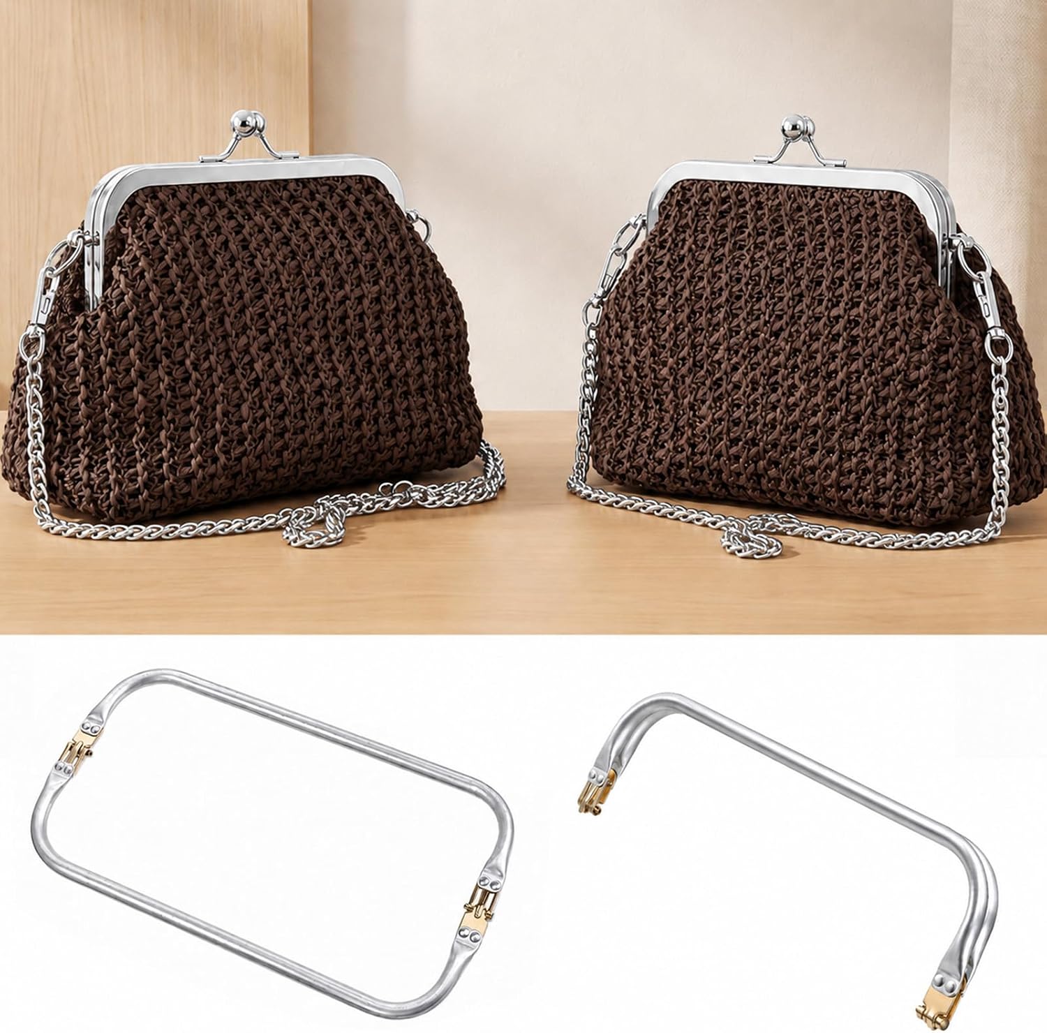 8 Pcs 12 in Metal Purse Frame, Rectangle Bag Lock Frame for DIY Sewing