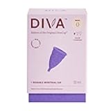 DIVA Cup - Medical Grade Silicone Cup for Period Care - Reusable Menstrual Cup - Up to 12 Hours of Continuous Wear - Model 0 (For Slim Vaginal Canals & First-Time Users)