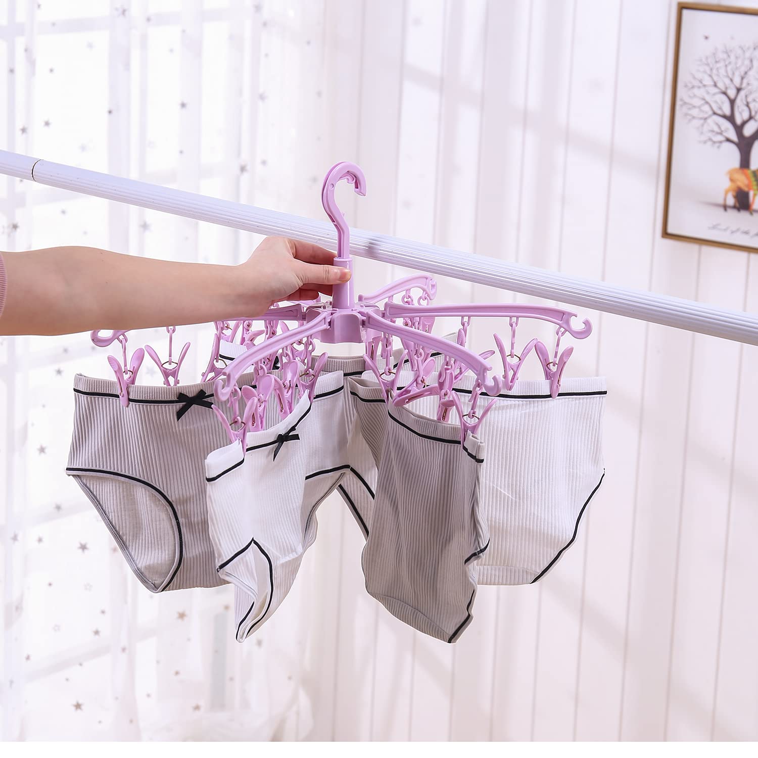 Stendibiancheria Per Calzini, Stendibiancheria Per Appendere I Vestiti Con 36 Clip Antivento In Acciaio Inossidabile Per Calzini Biancheria Intima Vestiti Asciugamani 1 Confezione Di Gruccia 85828634