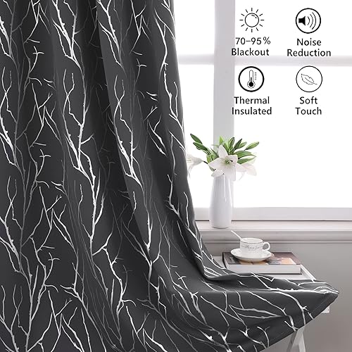 Miniatura 5 de SMILE WEAVER Cortinas opacas grises de 84 pulgadas de largo para dormitorio con ojales, cortinas opacas para oscurecer la habitación, cortinas con