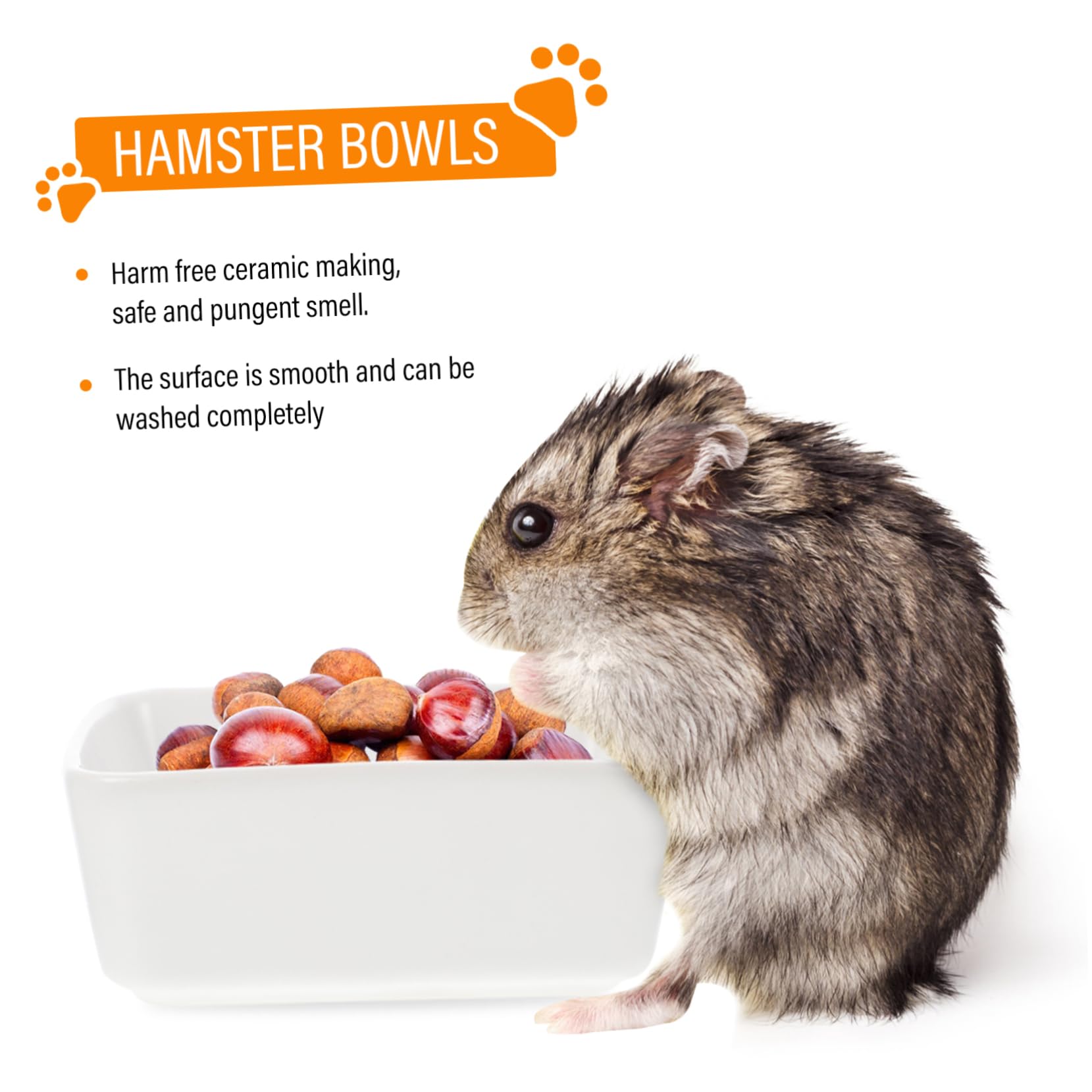 HOLIDYOYO 2Pcs Ceramic Hamster Feeding Bowl Small Pet Food Dish for Hamsters Guinea Pigs and Cats Durable Design for Comfortable Dining Experience
