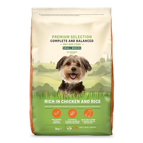 by Amazon Hundefutter für ausgewachsene Hunde (Adult) Kleiner Rassen, Fein zubereitetes Trockenfutter reich an Huhn und Reis, 3 kg (1er-Pack)(Zuvor eine Marke von Lifelong, gleiches Produkt)
