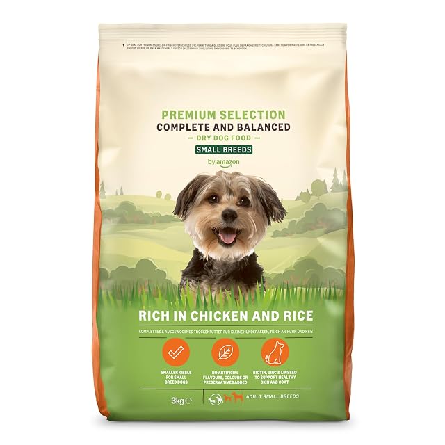by Amazon Alimento seco Completo para Perros (Razas pequeñas) Rico en Pollo y arroz